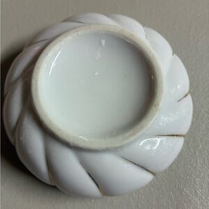 White/cream porcelain with faded gold design 3” ring dish